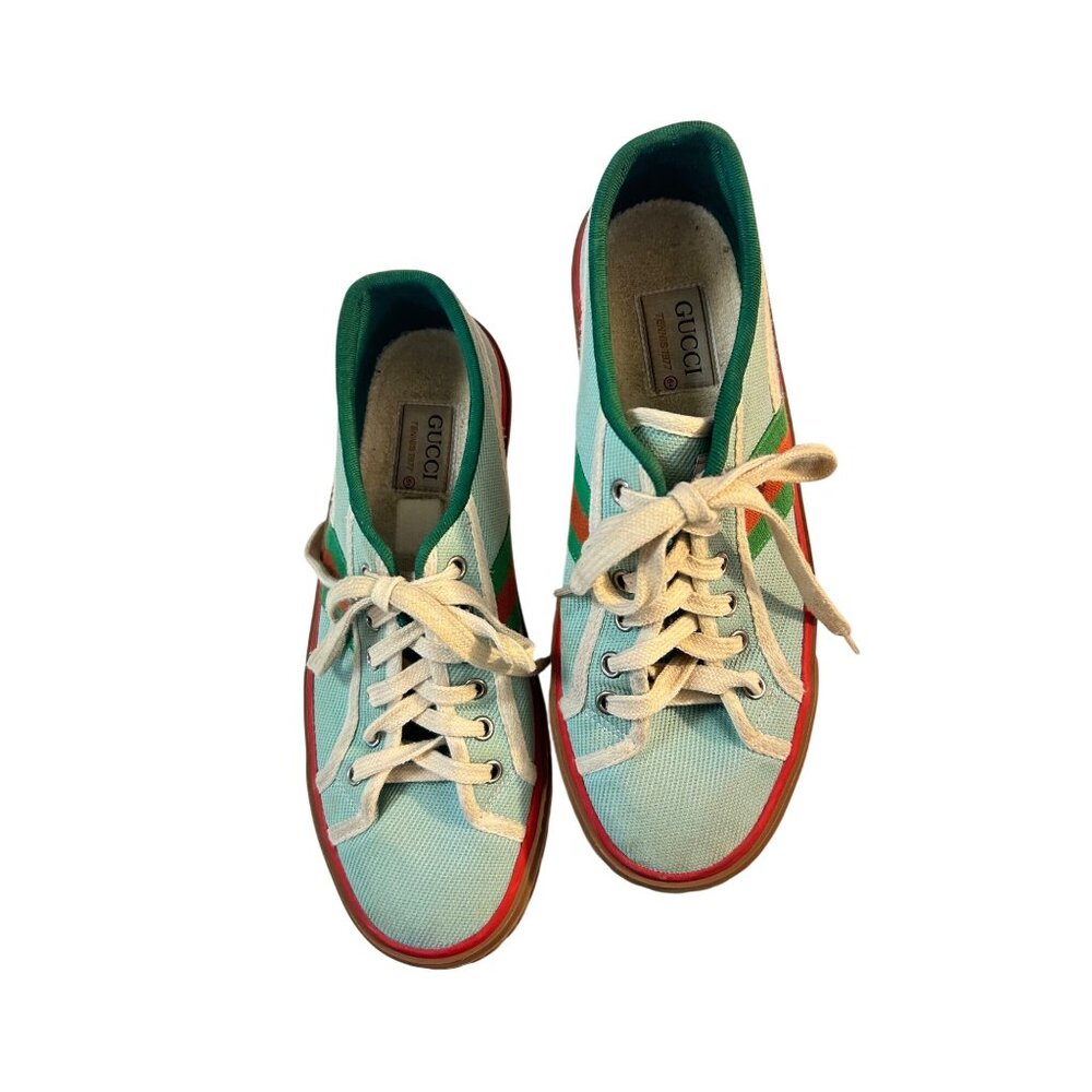 Gucci Tennis 1977 'Blue Cotton Trainers Sneakers UK 6.5 Fits Womens 9 US 9 Men's - Picture 2 of 11